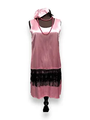 1920s Style Pink Charleston Girl Flapper Dress Size 10-12 - Ex Hire Fancy Dress • £10