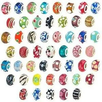 20 Pc Lot Lampwork Murano Glass European Mix Beads For Snake Chain Charm Bracele • $9.99