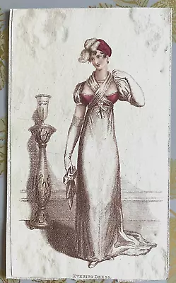 1813 Original Hand-Tinted Fashion Plate La Belle Assemblee Regency Dress Scarce! • £15.99