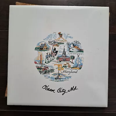 Ocean City Maryland MD ||| Vintage Designer Ceramic Tile By H & R Johnson Ltd. • $30