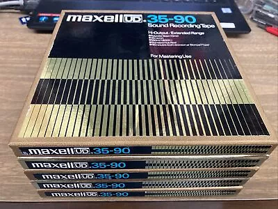 LOT OF 5 Maxell UD 35-90 Reel-To-Reel Recording Tape USED 7” 1/4” 1800’ • $79.99