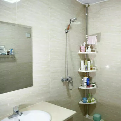 £12.99 • Buy 4 Tier Corner Shelf Rack For Bathroom Shower Storage Organiser Tray Telescopic 