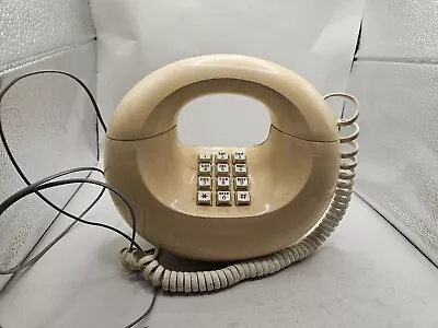 Vintage Western Electric Brown Donut Push Button Phone Telephone Round BEIGE • $66.59