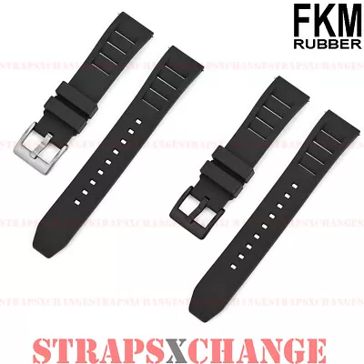 FKM Rubber Vented Shark Fin BLACK Watch Strap Band Quick Release Bars • $45.95