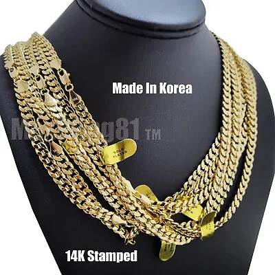 Hip Hop Premium 14K Stamped Gold Plated 4~10mm Brass Miami Cuban Chain Necklace • $13.99