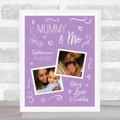 Mummy And Me Baby Photo Doodles Mother's Day Purple Birthday Gift Nursery Print • £21.95