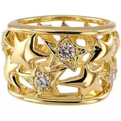 Jose Hess 18ct Yellow Gold And Diamond Stars Ring Size UK 'M' • $4107.02