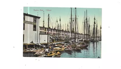 Vintage Postcard Boston Mass T. Wharf  Pre Linen • $2.50