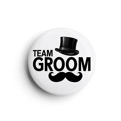 £1.60 • Buy Team Groom | Stag Do Wedding Top Hat Moustache | Button Pin Badge | 25mm 1 Inch
