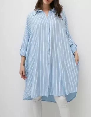 Stripe Oversized Shirt Dress For Women Loose And Lightweight Long Shirt Dress • £28.99