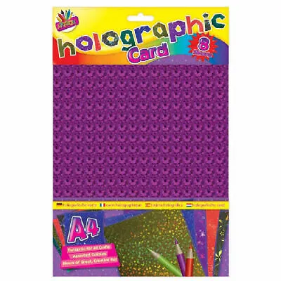 Holographic Boards - Card 8 Sheets Shiny Crafts Scrapbooking Art A4 School • £3.19