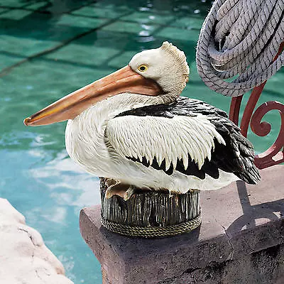 Coastal Decor Perched Pelican On Roped Piling Ocean Seaside Dock Sculpture • $68.02