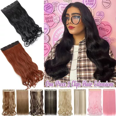 $16.40 • Buy Natural One Piece Clip In AS Remy Human Hair Extensions Full Head Highlight US