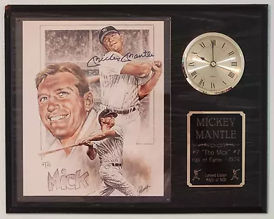 Mickey Mantle Signed 8x10 Photo COA Limited Edition Plaque Clock 420 / 500 • $99