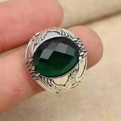 Emerald Ring 925 Sterling Silver Gemstone Men's Ring Statement Ring All Size D41 • $15.39
