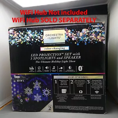 Orchestra Of Lights LED Projection Set With 3 Spotlights & Speaker Gemmy Nib • $75