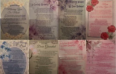 £1.95 • Buy Remembrance Graveside Memorial Cards  Bereavement Wife Dad Daughter Nan Grandad