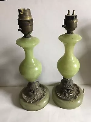 Pair Of Antique/Vintage Green Onyx Lamp Bases In As Found Condition  • $10.11