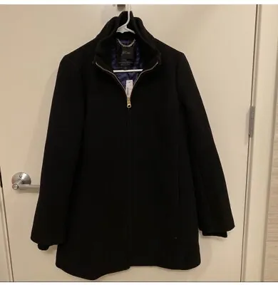 J.Crew Wool Blend Lodge Coat Italian Stadium Cloth Black 8 NWT • $125