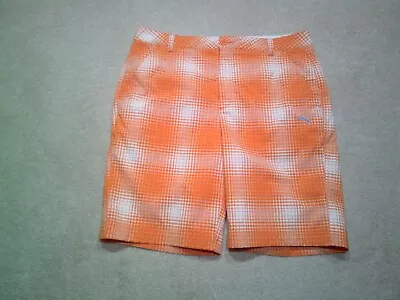 Puma Dry Cell Golf Shorts Mens 36 Orange Plaid • $18.89