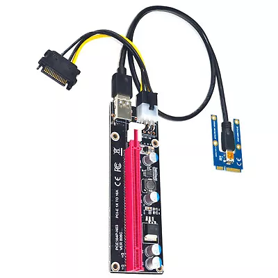Mini PCI-E TO 16X Riser Card Board Adapter With USB Cable/15Pin To 6Pin Cable A • £15.83