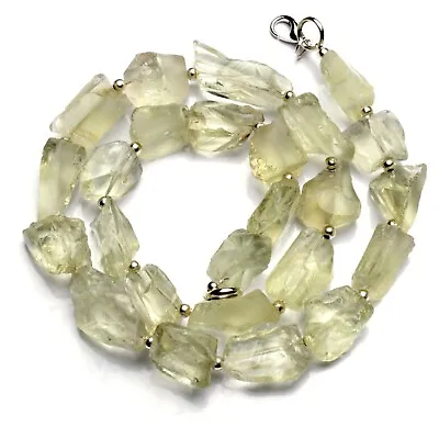 Natural Gem Green Amethyst Prasiolite Rough Unpolished Nugget Beads Necklace 17  • $24