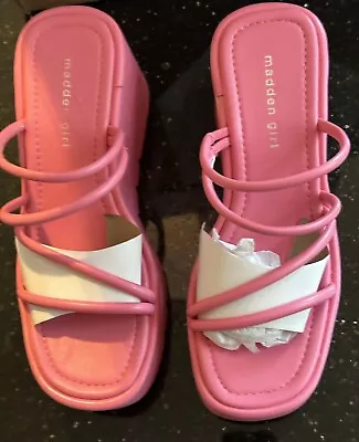 MADDEN GIRL:  Vada Women's Wedge Sandals; Hot Pink Size 9 BNIB Free Shipping • $29.90