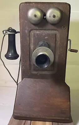 Antique Kellogg Company Oak Wall Mount Telephone • $300