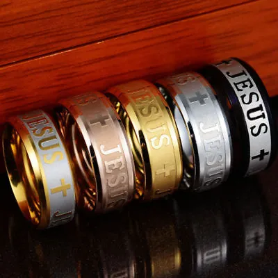 5 Colors 8MM Jesus Christian Cross Band Men Women's Stainless Steel Ring USA New • $6.99