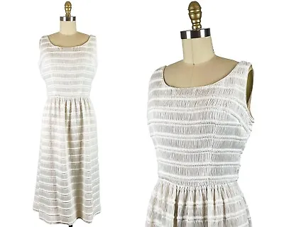 1960s Dress - 1960s White Dress - Garden Party Dress - Size Medium • $135