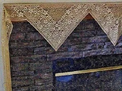 Lace Mantle Scarf Chantilly Antique Gold With Fringe Piano Sofa Buffet Fireplace • $49