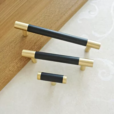 $6.62 • Buy 3  4  5  Black&Brass Kitchen Cabinet Handles Pulls Drawer Pulls Cupboard Handles