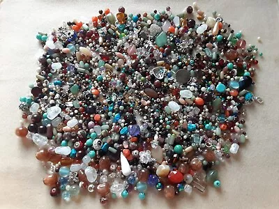 Mixed Bead Lot Bead Soup Glass Crystal Gemstones Swarovski  Hematite Metal • $6