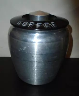 Vintage Kromex Spun Aluminum Coffee Canister With Black Lid • $12