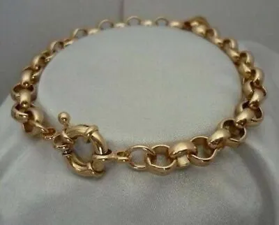 9ct 9K Yellow Gold Plated Men Girl Belcher Rolo Bracelet All Sizes Baby-Adult Uk • £8.99