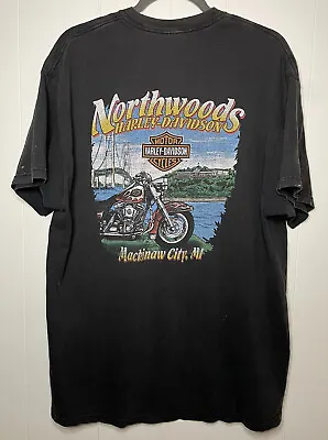 Harley Davidson Motorcycles 2007 Mackinaw City Milwaukee USA Black T-Shirt XL • $12.50