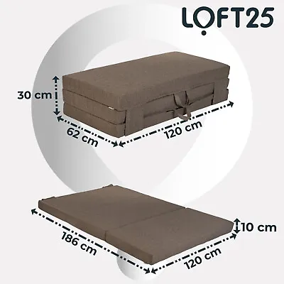 Loft 25 Slate Fold Out Double Z Bed Chair Guest Folding Mattress Sofabed Futon • £124.97