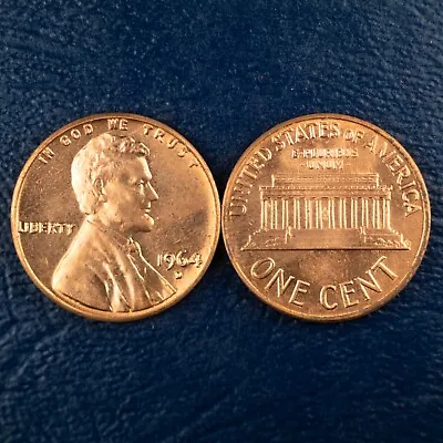 (1) 1964-D Lincoln Memorial Cent Uncirculated Condition BU Red Penny #161 • $1.50
