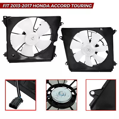 2PCS AC Condenser Radiator Cooling Motor Fan For 2013-2017 Honda Accord Touring • $86.99