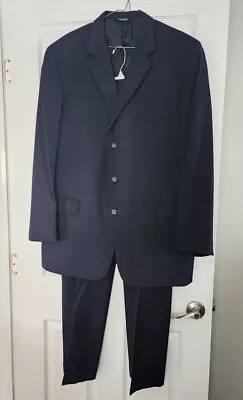 2-piece Single Breasted NAVY BLUE Signature JOS A BANK Suit 46L 36L Pants- Nice! • $39.99