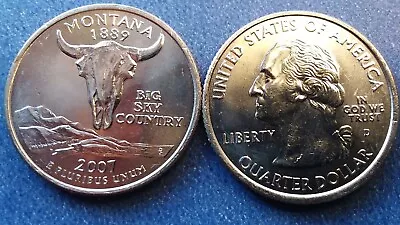 One - 2007 D Montana Statehood Quarter Uncirculated From OBW Roll • $1.89