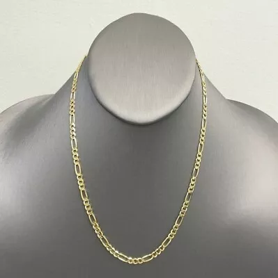 14K Yellow Gold Mens 4.00mm Figaro Chain Link Pendant Necklace Lobster Clasp • $239.99
