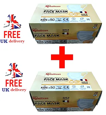 Type IIR Disposable Medical Face Mask 3-Ply Medical Grade EN14683 CE Approved • £9.70