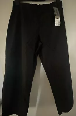 Doris Stretch Black Cropped Trousers Size 24 Slim Line With Elasticated Waist • £2.99