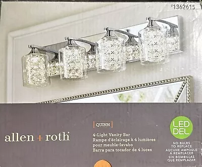 Allen + Roth Quinn 25.98-in 4-Light Chrome LED Contemporary Vanity Light • $95
