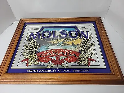 Vintage Molson Canada Beer Mirror Wall Sign Wood Frame Man Cave Canada Geese • $49.99