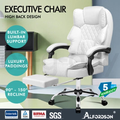 $169.95 • Buy ALFORDSON Office Chair Executive Gaming Computer Footrest PU Leather Work Seat