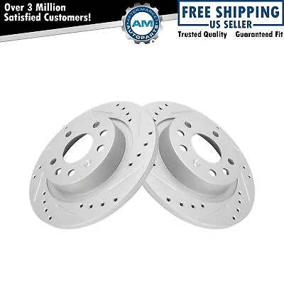 Performance Rear Drilled Slotted Coated Brake Rotor Set For Saab 9-3 New • $62.06