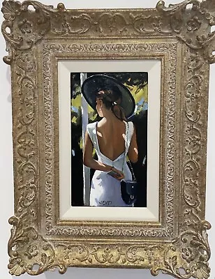 RARE SHERREE VALENTINE-DAINES ORIGINAL  New Black Hat Ascot  Girl Oil PAINTING • £34500