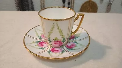 A Vintage Minton Demi-tasse Cup & Saucer Gorgeous Rose Pattern Extremely Rare  • $36.21